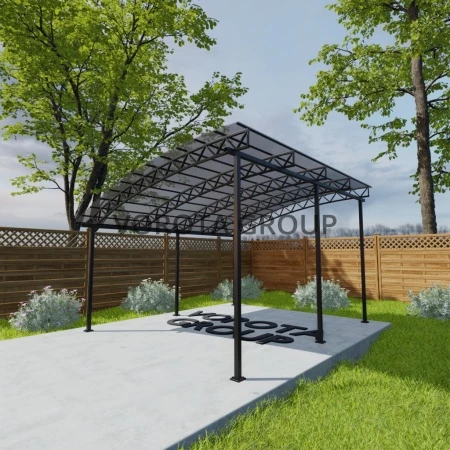 Полуарочный навес бронзово-серого цвета, сотовый поликарбонат 6500*6000