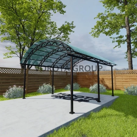 Арочный навес бирюзового цвета, монолитный поликарбонат 6500*6000