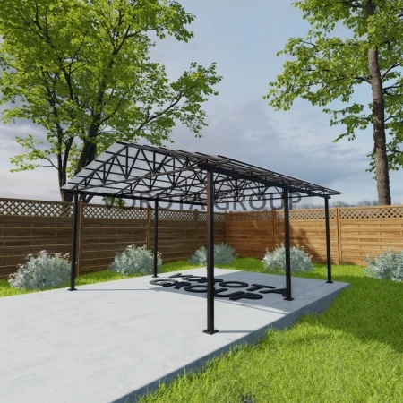 Двухскатный навес белого цвета, сотовый поликарбонат 6500*7000
